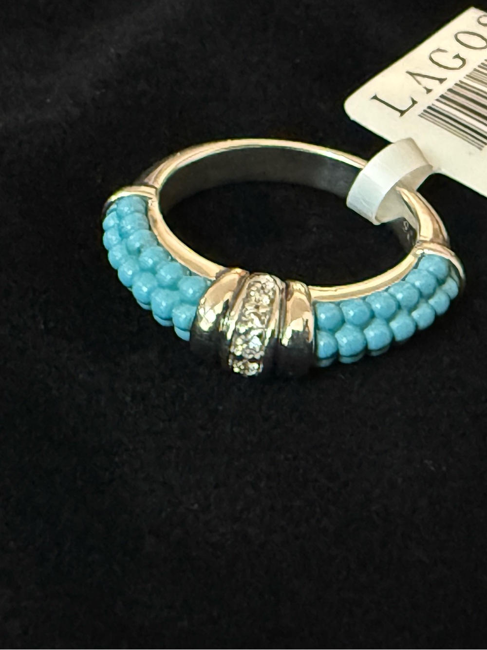 Blue Ceramic Diamond Stacking Ring from Lagos - Picture 6 of 11